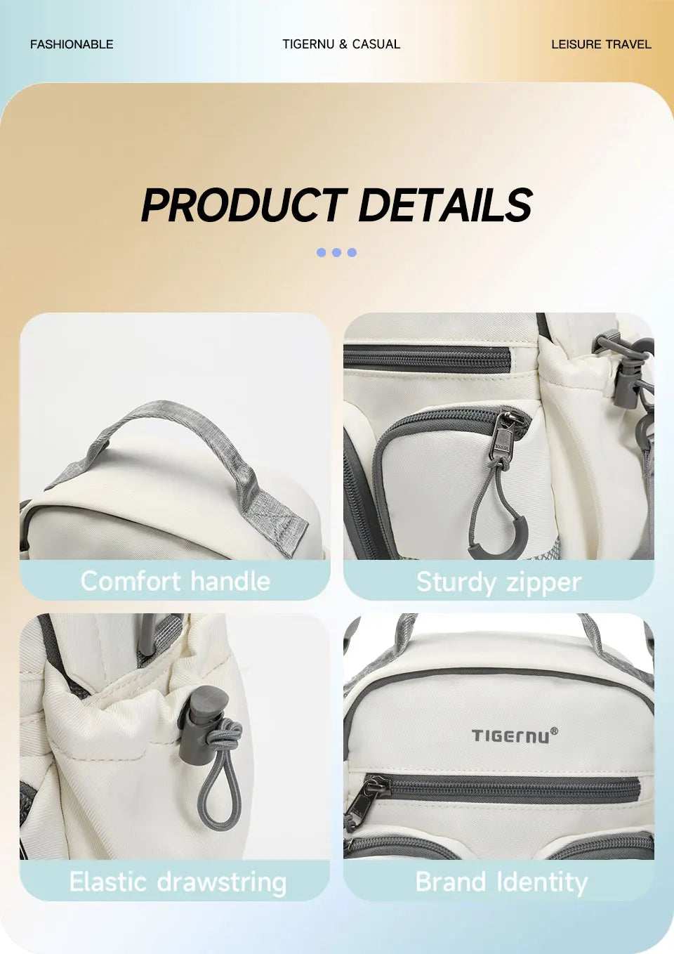 Tigernu Women Bags Casual Crossbody Bags Light Beige Bags Girls Shoulder Bags Female Commuting Bags Sling Bags Messenger Handbag