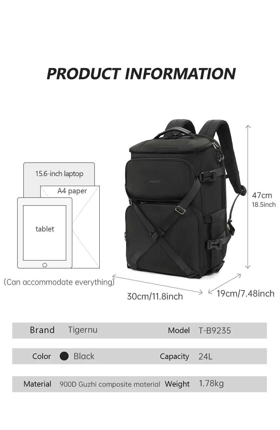 Tigernu Backpacks Men Camera Backpack 14 15.6inch Laptop Backpacks Drone Package Waterproof Cover Travel Backpack Bags Knapsack