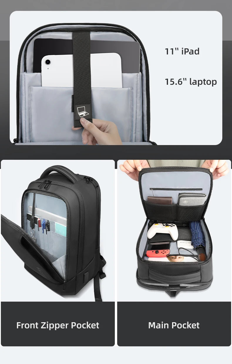 HK Men's Designer Laptop Bag Waterproof School Bags for College Boys Male Business Sports Travel Backpack Men With USB Charging