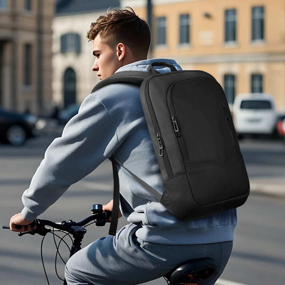 HK Slim Business Backpack for Men 17.3 inch Laptop Bag with USB Port Lightweight School Bag Waterproof Travel Backpacks for Work