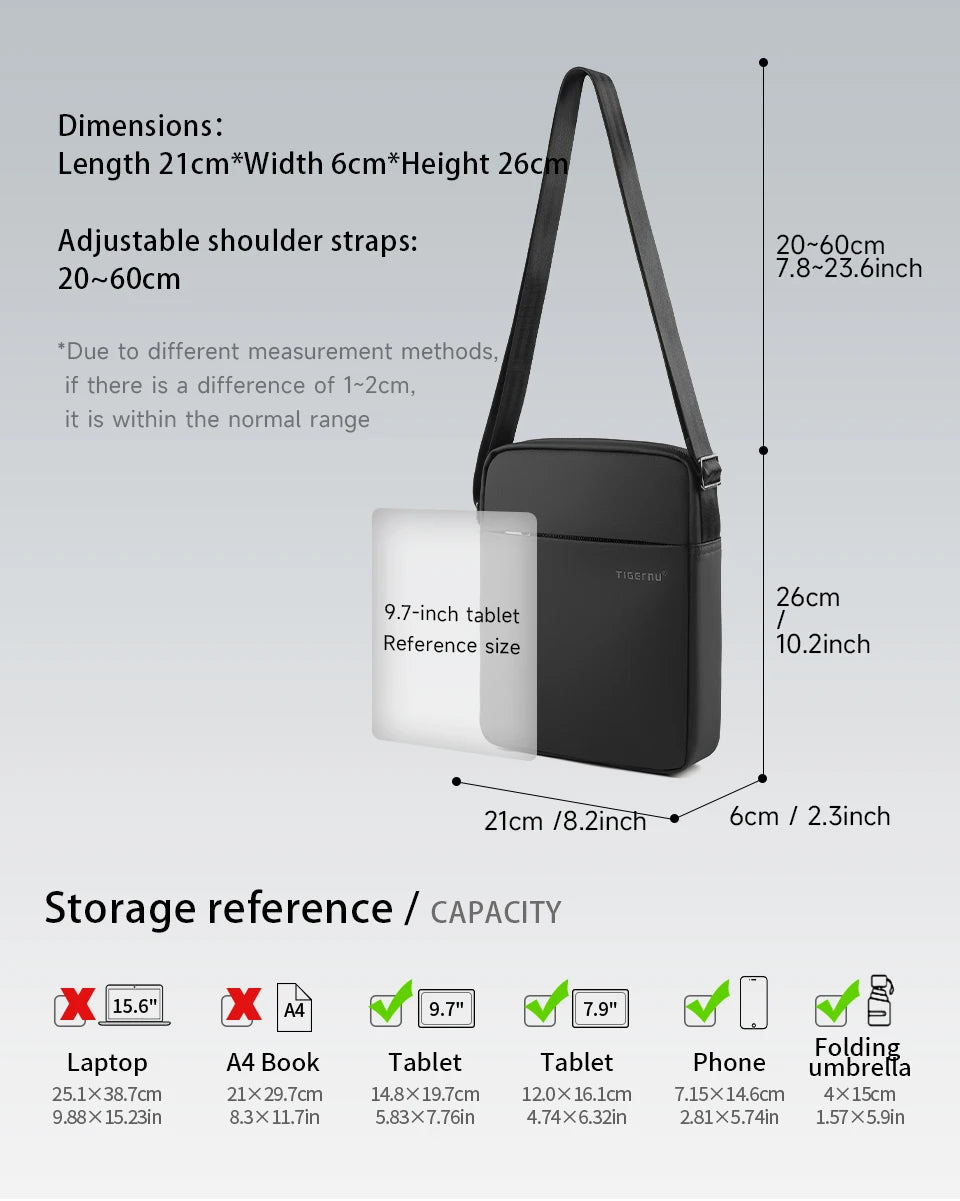 Tigernu Shoulder Bags For Men Messenger Bags For TPU Crossbody Bags Male Fashion Bag For 9.7inch Ipad Bags Travel Mini Bag Sling