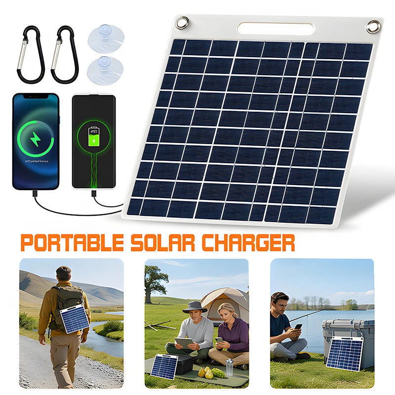 7W Solar Battery Charger Portable double USB-A Solar Panel Emergency Solar Battery Charger for Camping Hiking Doorbell Securit