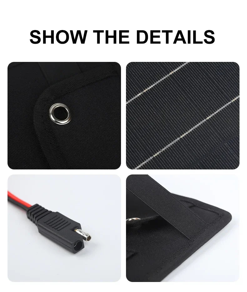 50W Solar Panel Trickle Charger For Car Battery Solar Battery Maintainer Car Truck Boat RV Motorcycle Marine Trailer Power Bank