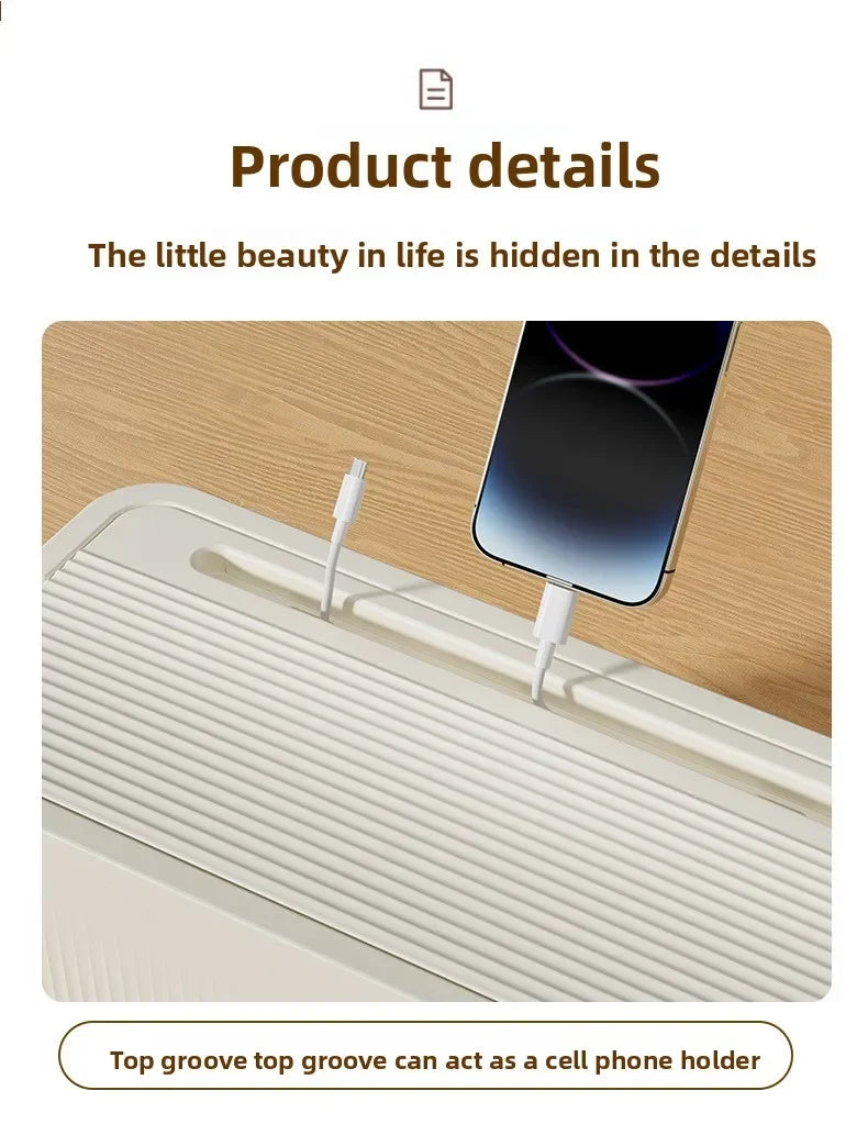 Cable Storage Box Desktop Charging Data Cable Storage Device Plug Socket Cable Management Device Black White Storage Organizer