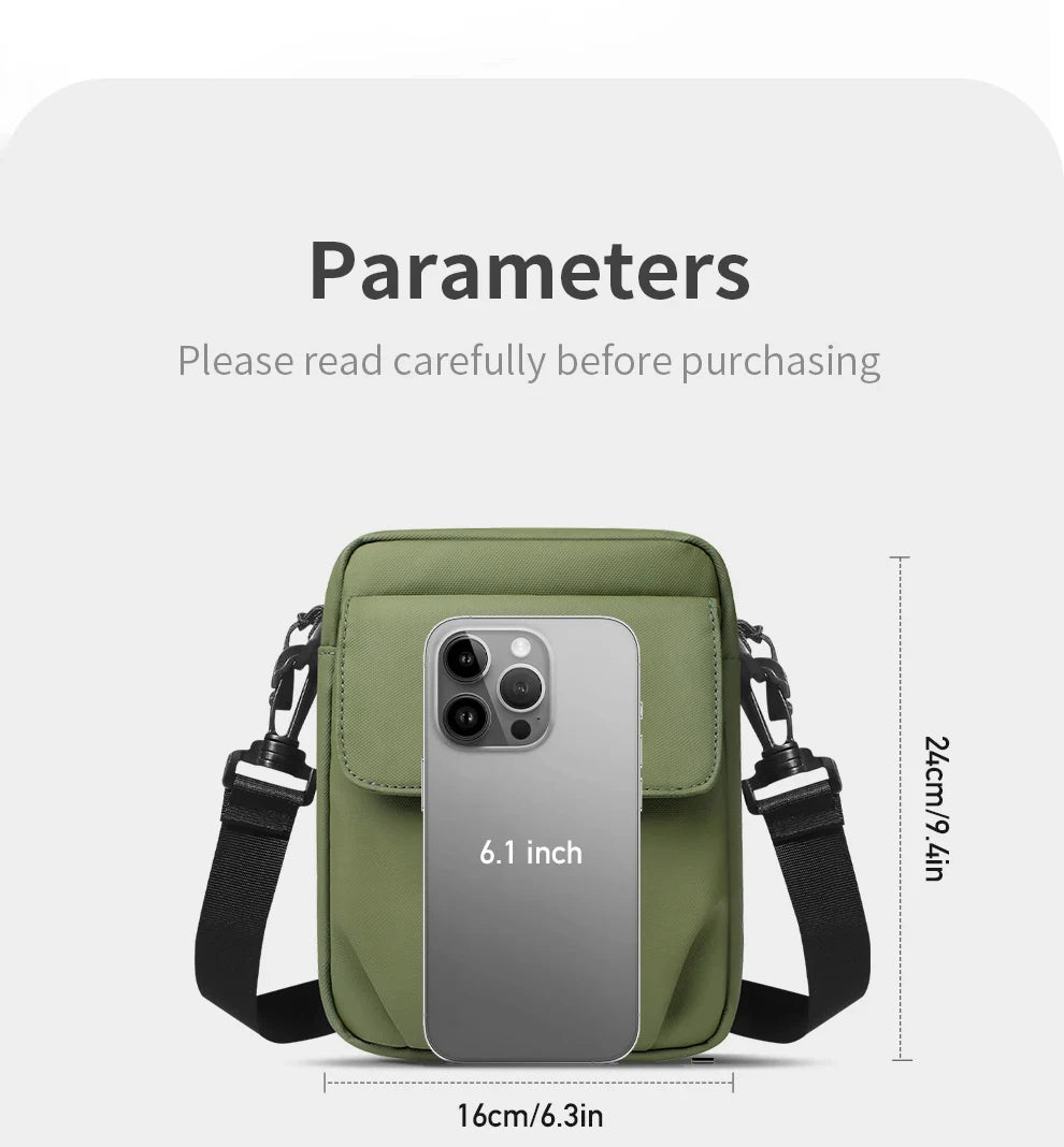HK Waterproof Crossbody Bags for Men Lightweight Men's Shoulder Bag Mini Phone Pouch Messenger Commuting Bag Sling Packs Satchel