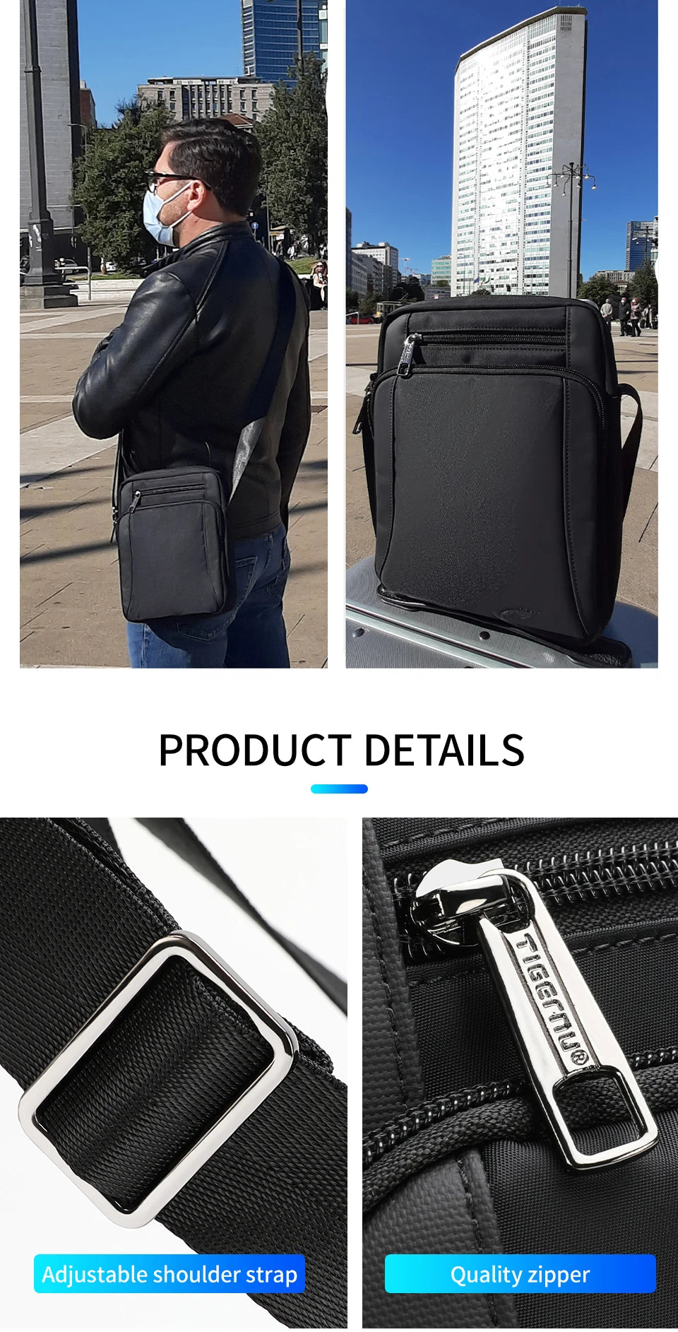 Tigernu Men's Shoulder Bag Male Business Bag Messenger Bag Waterproof Crossbody Bags For Men Lightweight Shoulder Sling Bag Male
