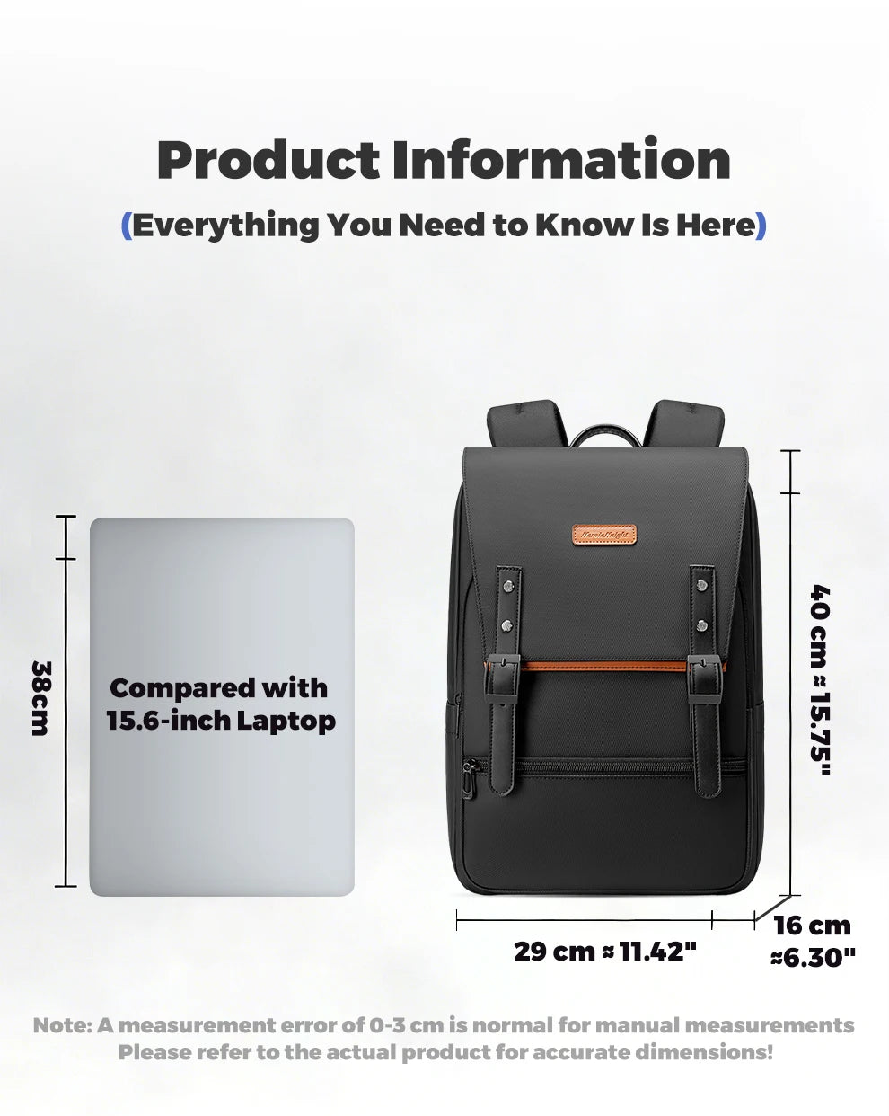 HK Vintage Backpack for Men 15.6 inch Laptop Backpack with Magnetic Flap Waterproof Travel Commuter Bag College Bookbag Daypack