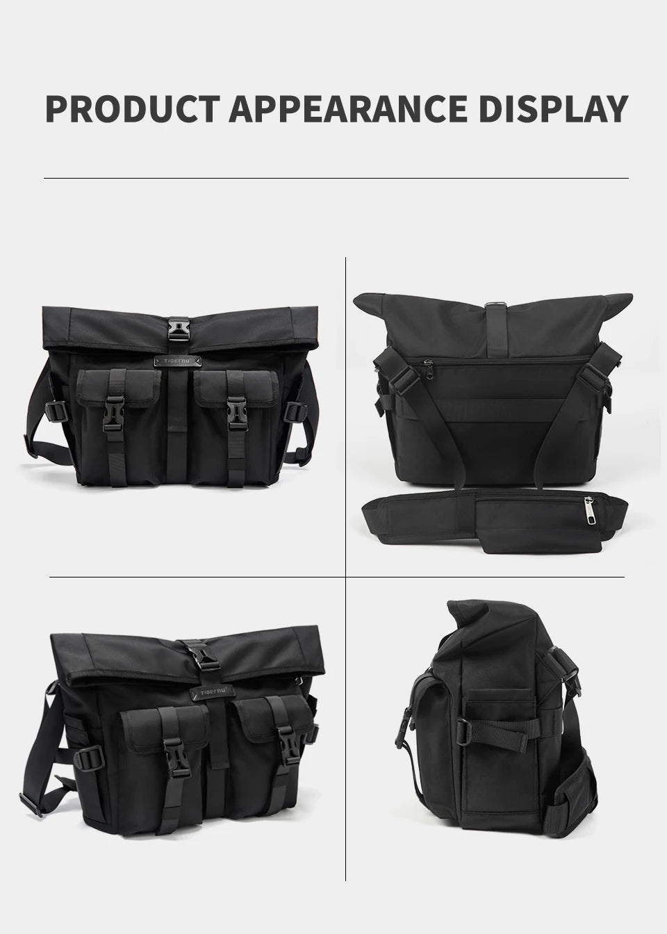 Tigernu Fashion Shoulder Bags For Men Crossbody Bags Male Expandable Bags 13.3inch Laptop Bag Messenger Bag Boys Handbag Sling
