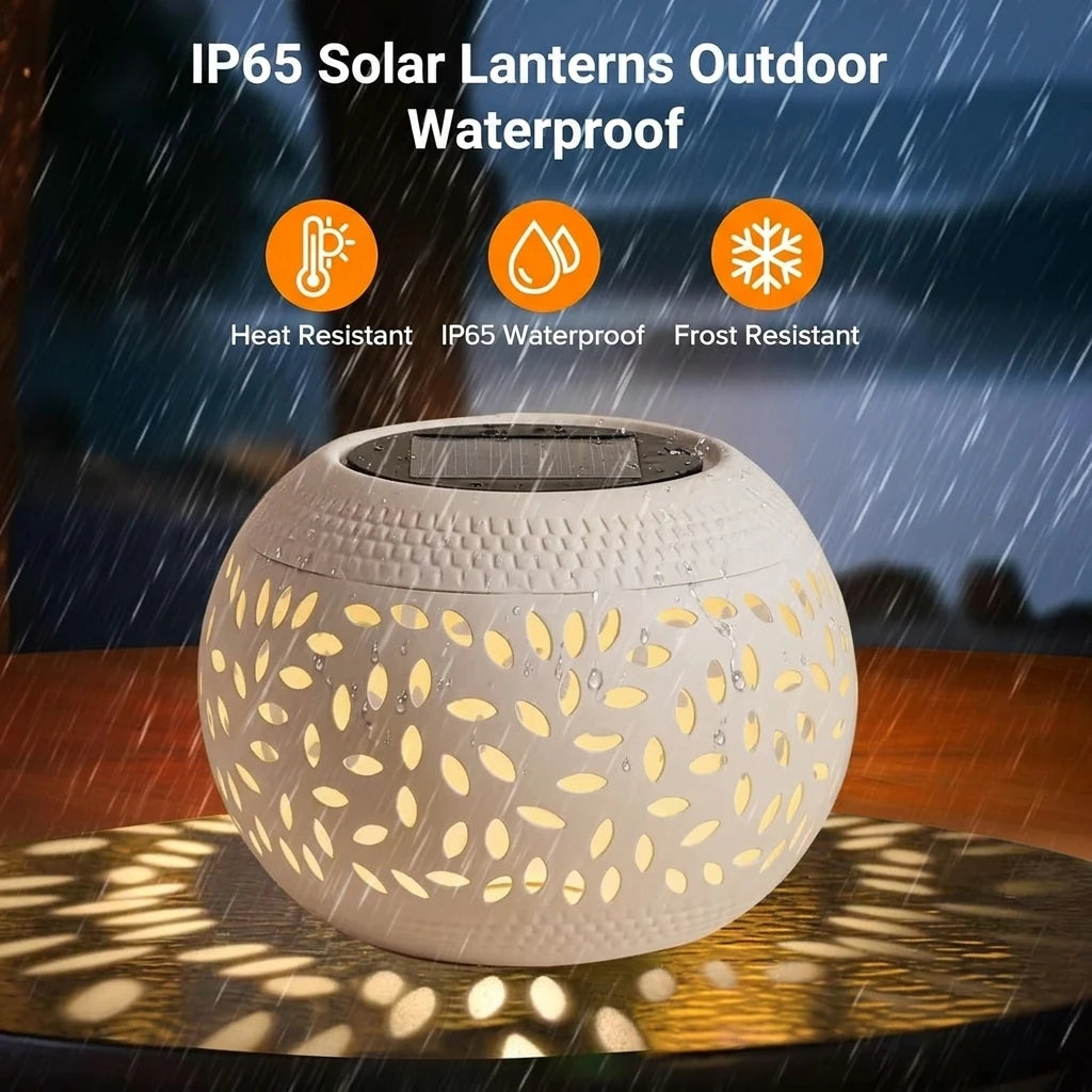 Solar Table Lights Metal Outdoor Decoration Solar Garden Lantern Waterproof with Shadow Projection Light for Patio Lawn Pathway