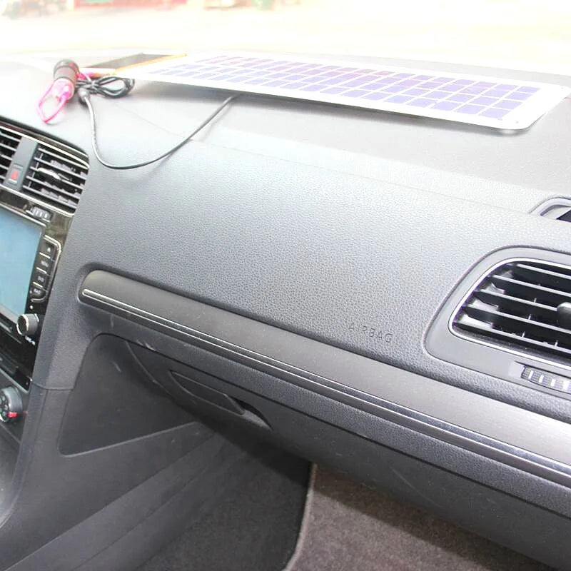 Solar Car Charger 15W with Dual USB DC Output Semi Flexible Solar Panel Charger for 12V Car Boat Battery Charging
