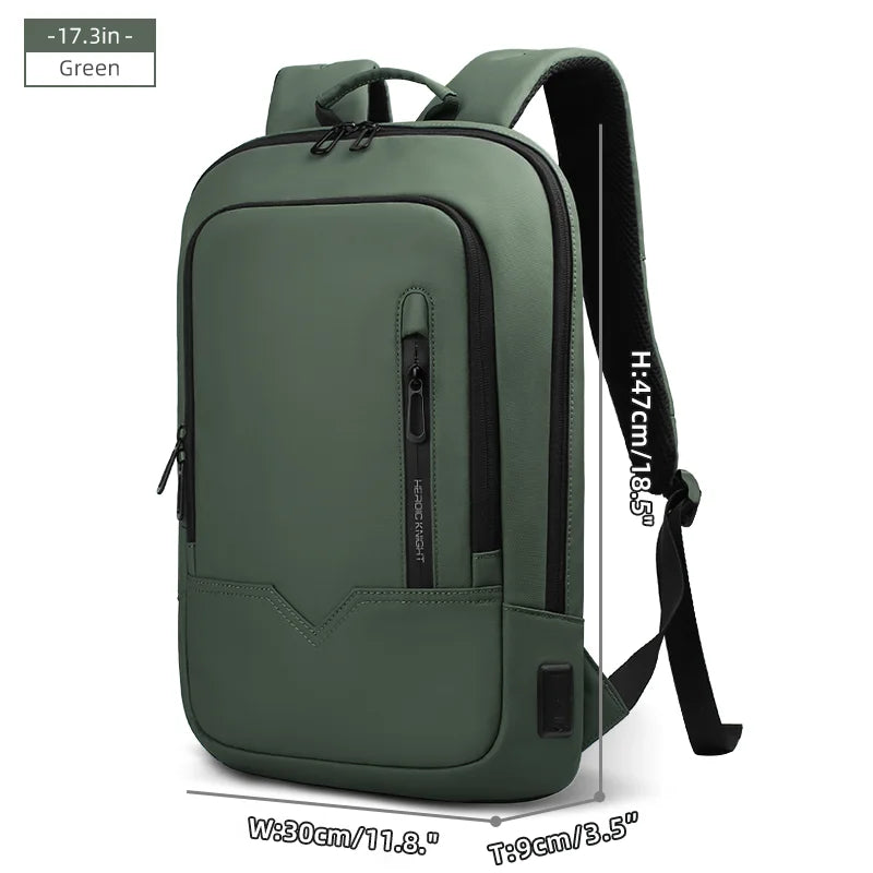 HK Slim Business Backpack for Men 17.3 inch Laptop Bag with USB Port Lightweight School Bag Waterproof Travel Backpacks for Work