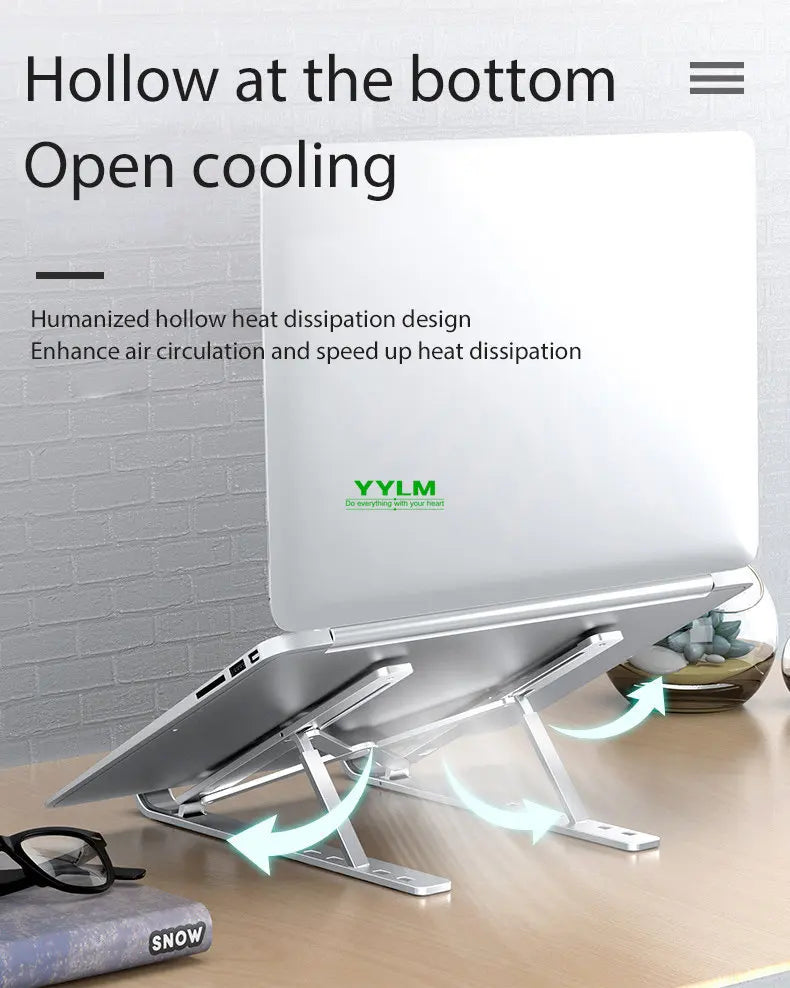 YYLM N3 Desktop Portable Aluminum Alloy Laptop Stand Foldable Heightened For iPad Bracket Notebook Metal Cooling Base In Stock