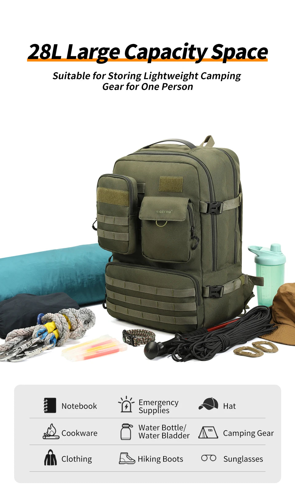 Tigernu Tactical Backpack Men Camping Trekking Fishing Bag Waterproof Rucksacks Travel Hunting Backpacks Outdoor Bags Knapsacks