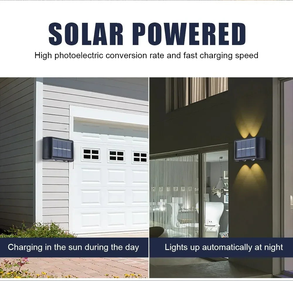 Solar Outdoor Wall Light 12 LED Waterproof Garden Light Courtyard Balustrade Decorative Atmosphere Lamp Down Luminous Solar Lamp