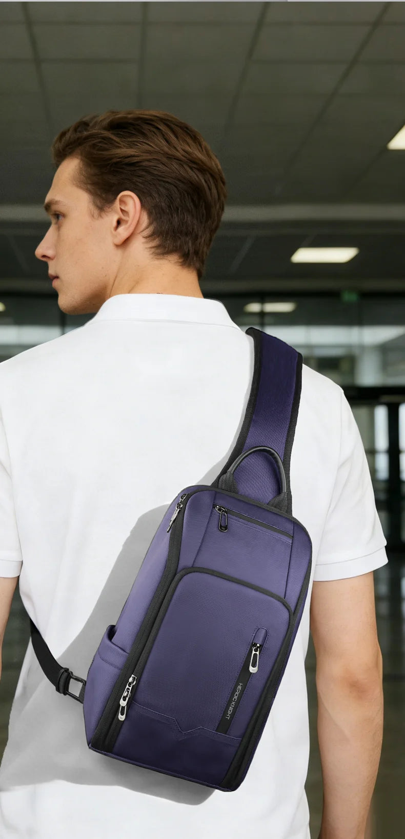 HK Minimalist Crossbody Bag Lightweight Men's Shoulder Bag With USB Port Anti-theft Business Bags for Man Waterproof Daily Pack