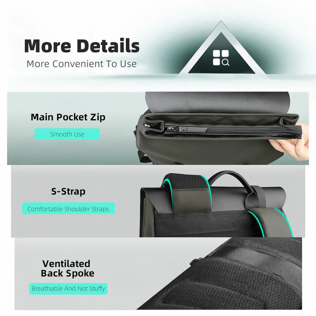 HK Large Travel Backpack for Men Vintage Business Backpack Waterproof 15.6 inch Laptop School Bag Multifunction Hiking Rucksuck