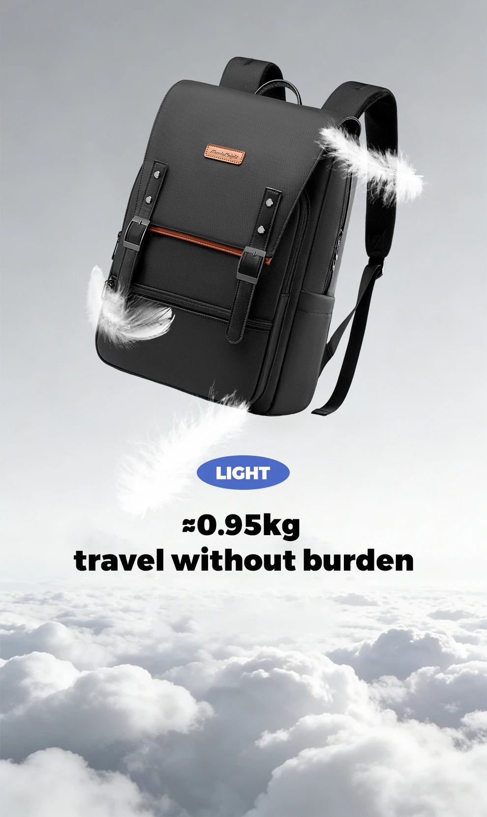 HK Stylish Business Backpack for Men Waterproof 15.6 inch Laptop Backpack Travel School Bag Large Capacity Daypack Computer Bag