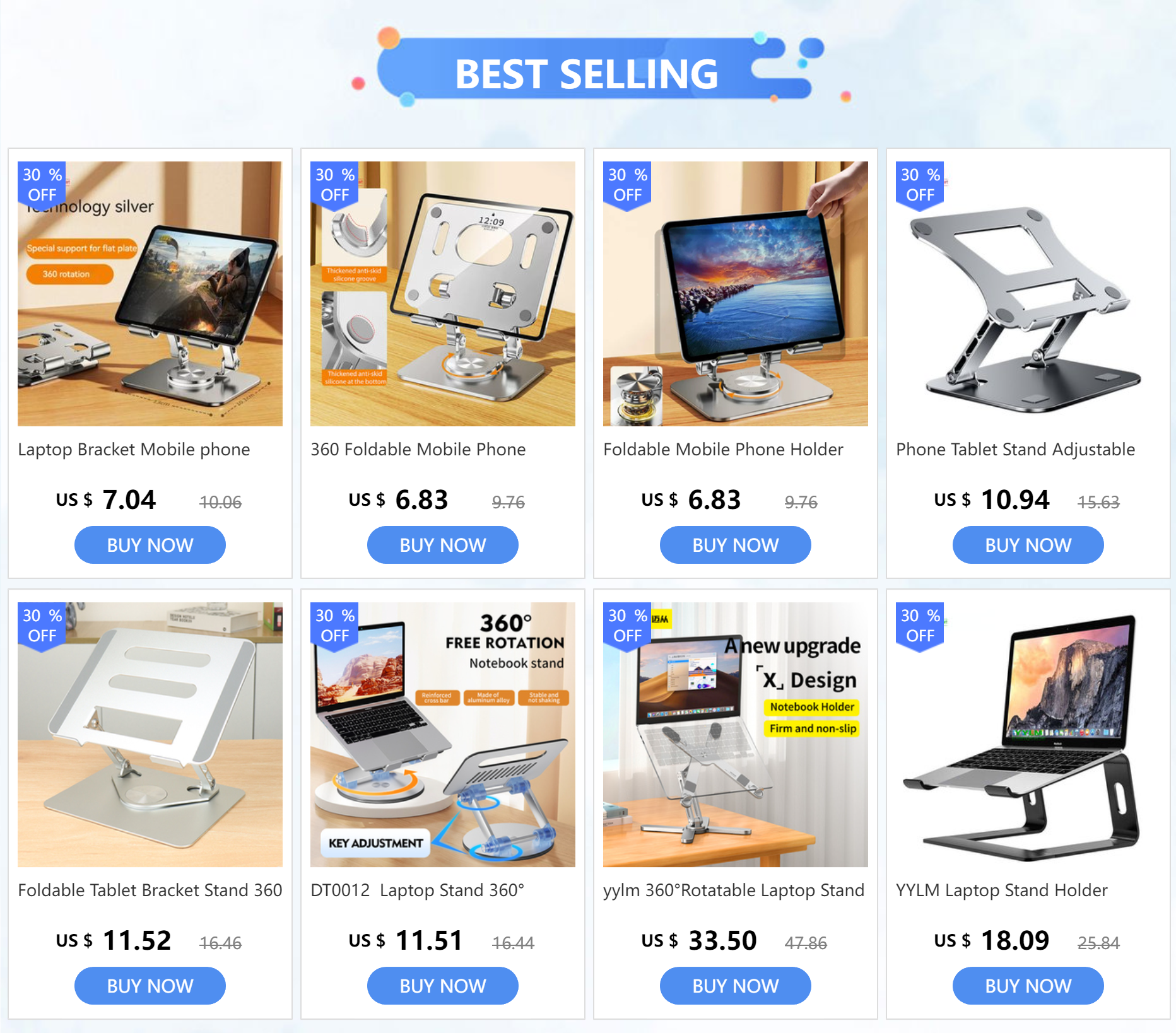 Phone Tablet Stand Adjustable Aluminum Alloy laptop Tablet up to 17 "Laptop Portable Folding stand Cooling stand support