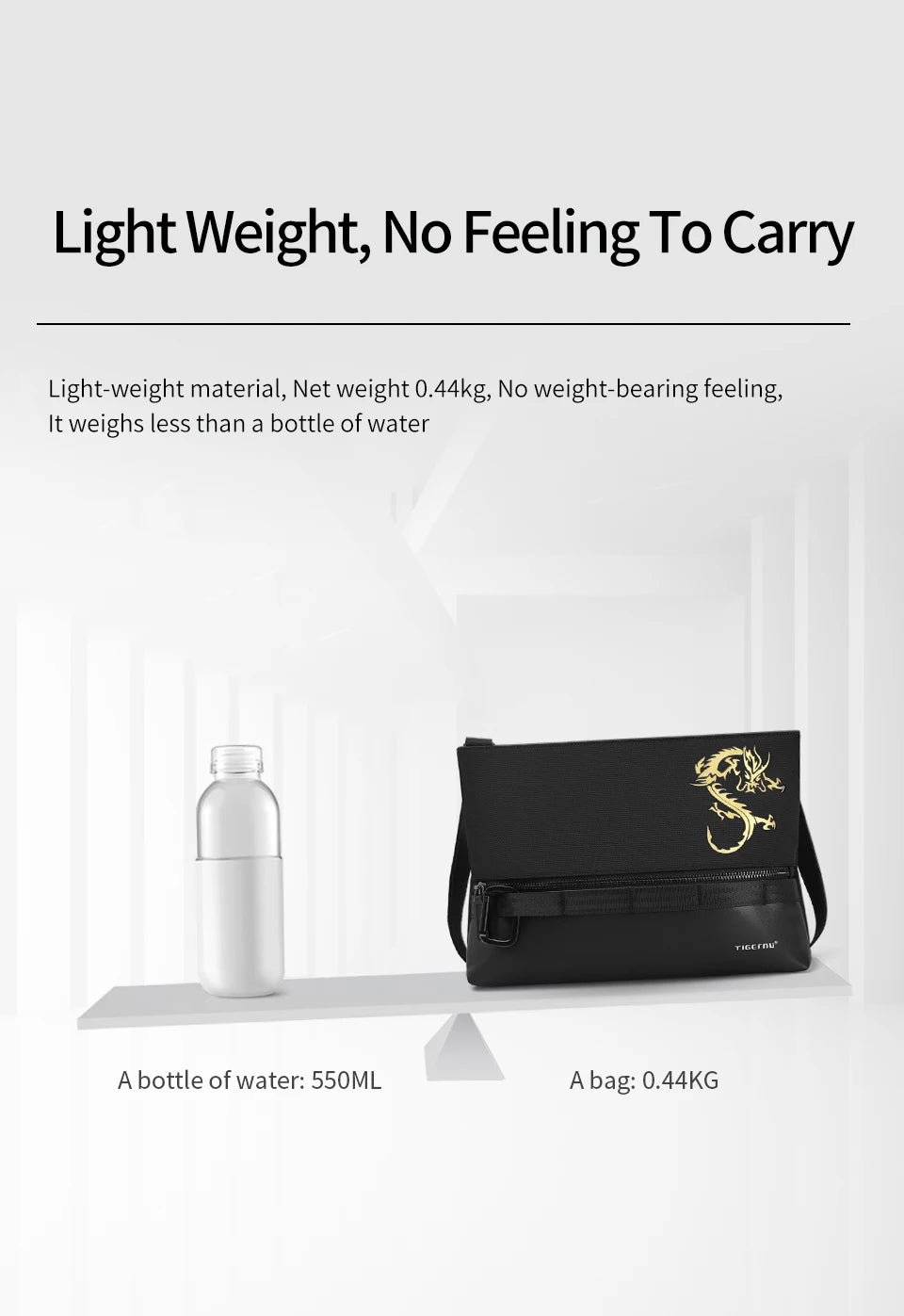 Tigernu Chinese Style Crossbody Bags For Men 9.7inch Tablet Shoulder Bags Mini Light-weight Travel Bags For Men Dragon Series