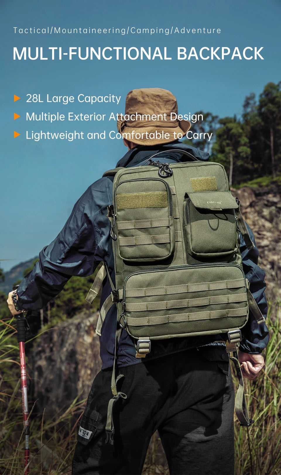 Tigernu Tactical Backpack Men Camping Trekking Fishing Bag Waterproof Rucksacks Travel Hunting Backpacks Outdoor Bags Knapsacks