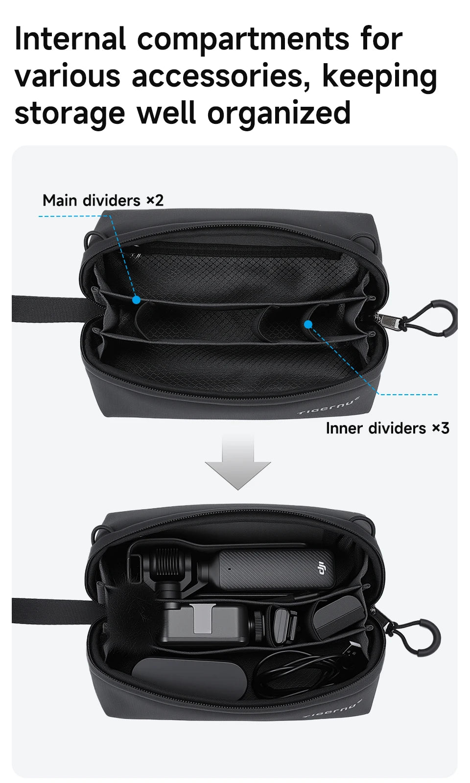 Tigernu Small Storage Bag For Travel Clutch Bag Men Handheld Bags Waterproof TPU Bags Male Portable Bag For PTZ Camera POCKET 3