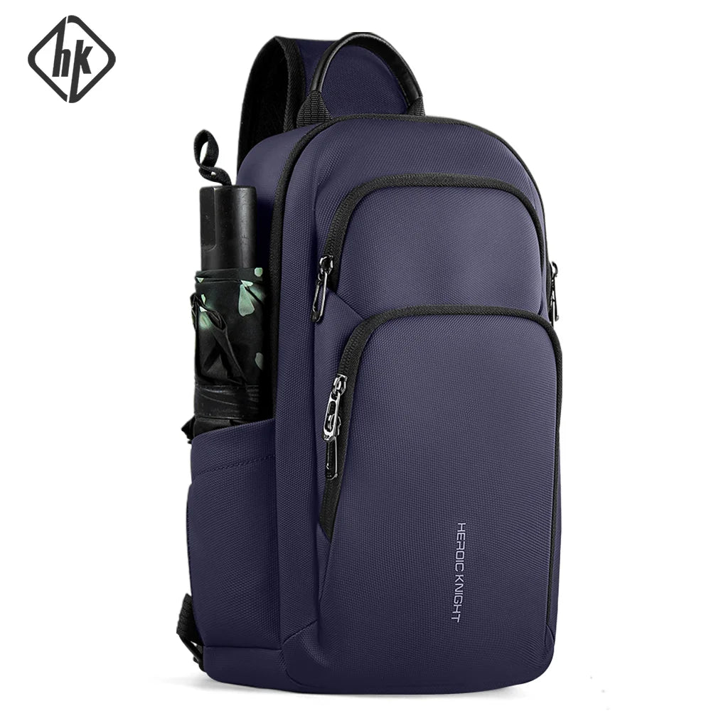 HK Multifunction Men's Shoulder Bag Oxford Crossbody Bag with USB Port Waterproof Chest Bag for Men Casual Phone Pouch SlingPack