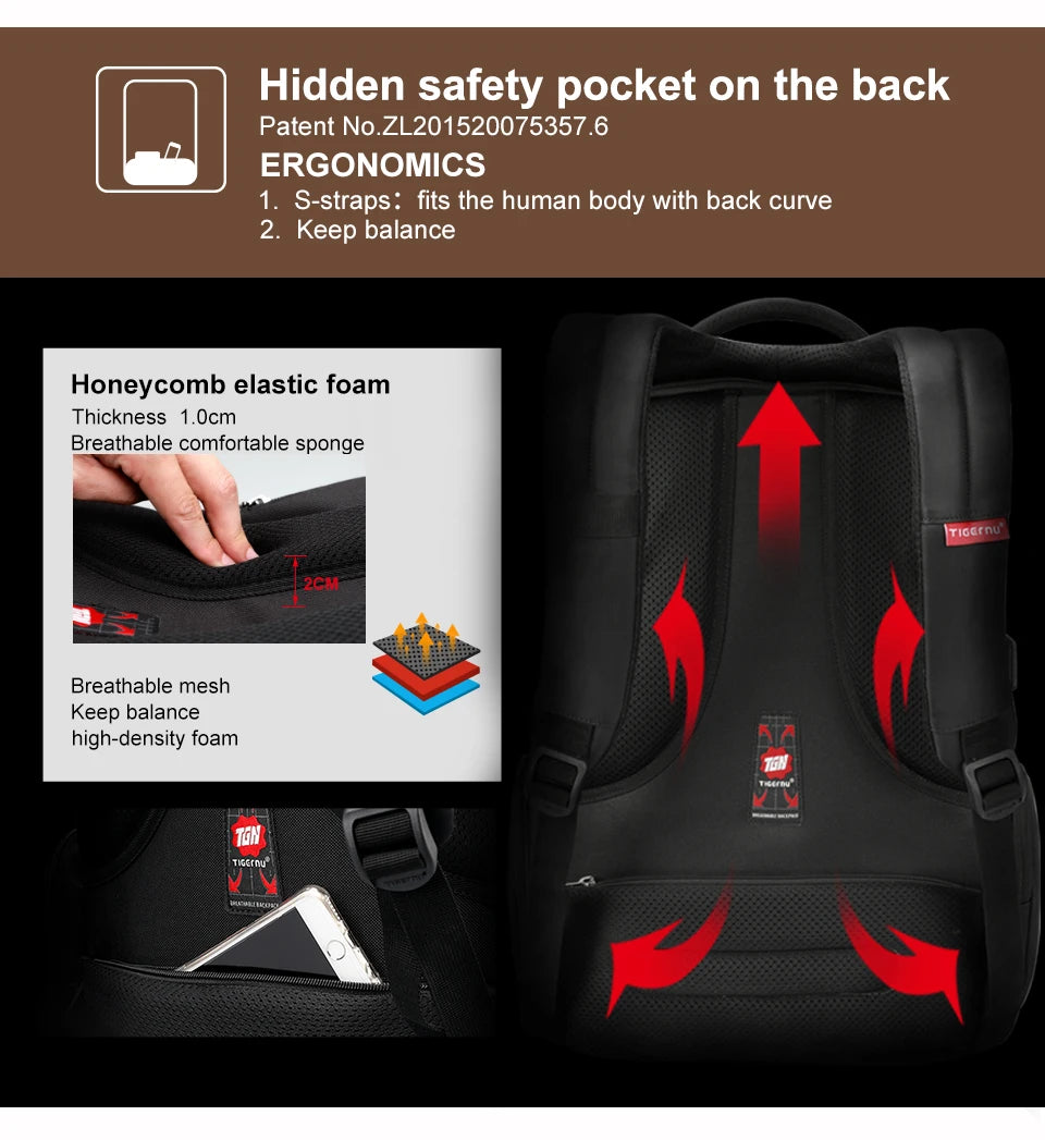 Tigernu Anti Theft Backpacks For Men 15inch Laptop Backpack Bag Casual Travel Backpack Schoolbag Male Backpack Mochilas Knapsack