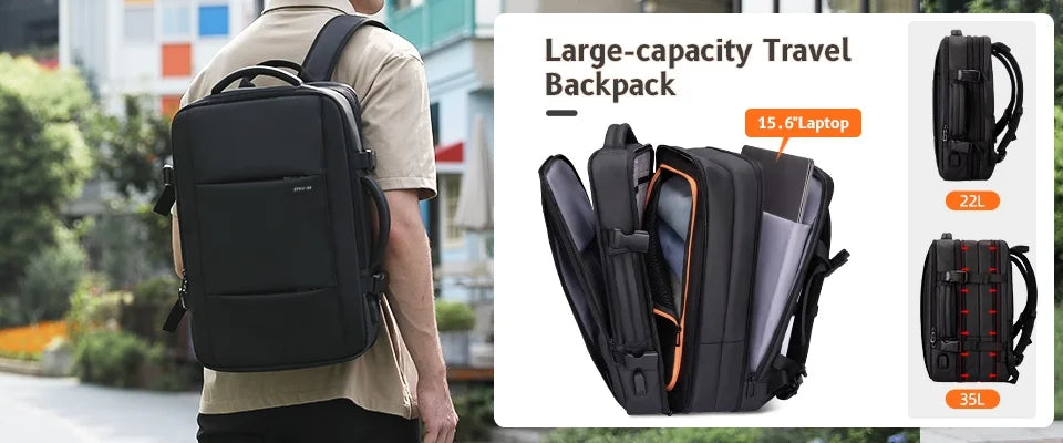 HK Men's Designer Laptop Bag Waterproof School Bags for College Boys Male Business Sports Travel Backpack Men With USB Charging