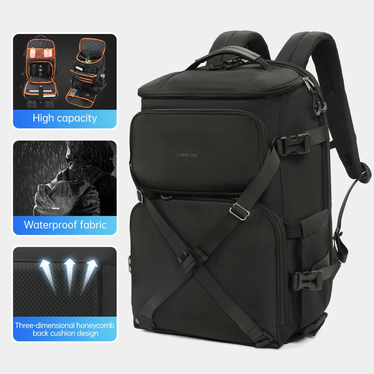 Tigernu Backpacks Men Camera Backpack 14 15.6inch Laptop Backpacks Drone Package Waterproof Cover Travel Backpack Bags Knapsack
