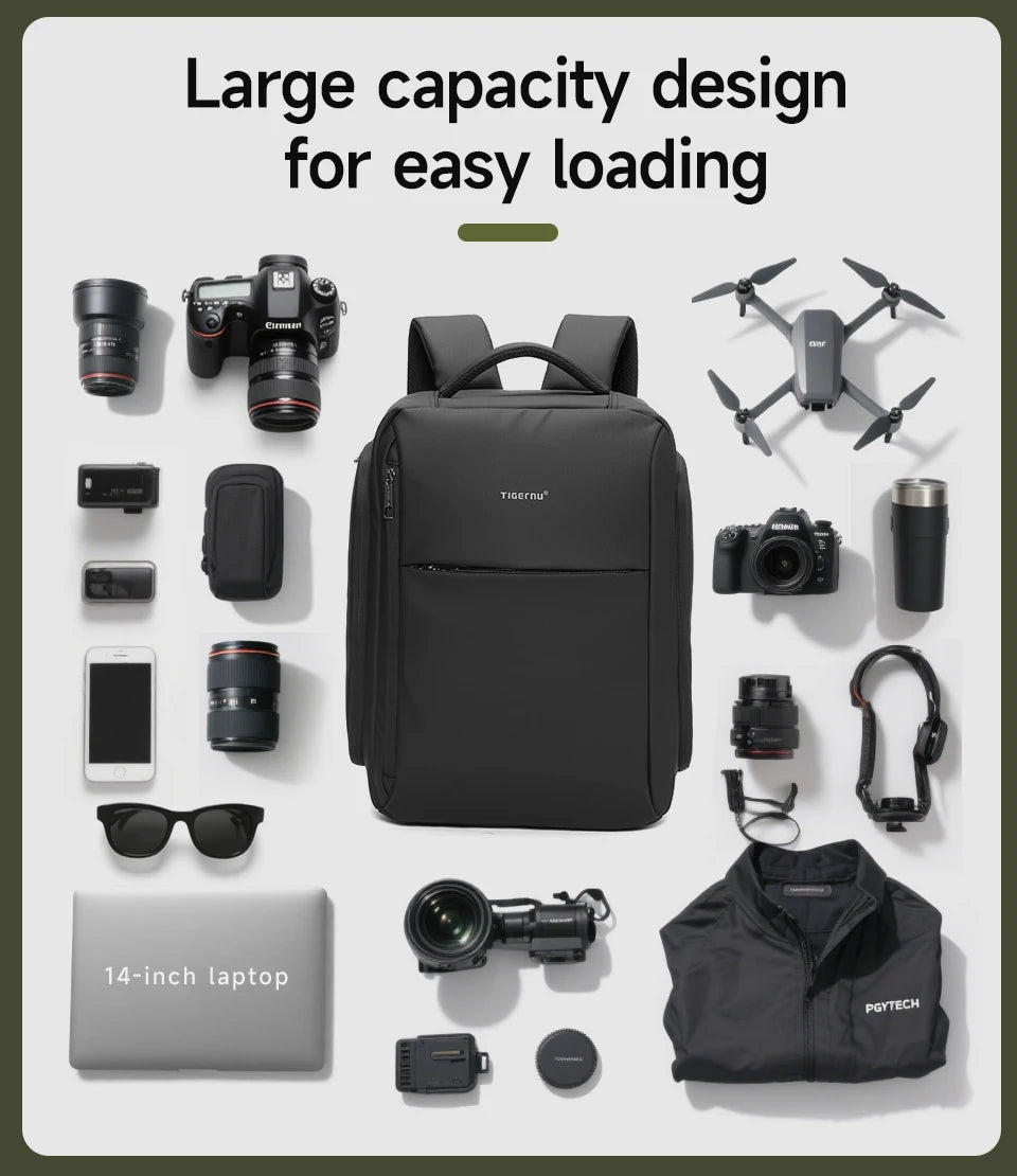 Tigernu Camera Backpack For Men Video Digital Bags For Photographers DSLR Camera Case Waterproof Camera Backpack 14 Inch Laptop