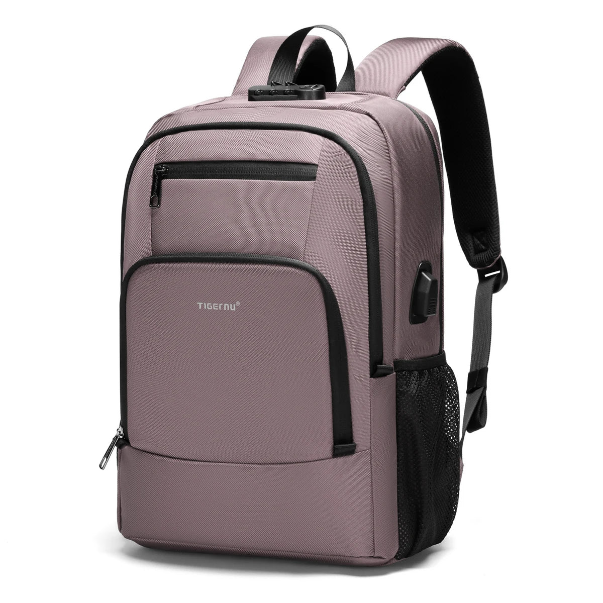Tigernu 15.6 Laptop Backpack Business Travel Daily Backpack With External USB Port Wear‑Resistant Suspended Zipper Anti‑Theft