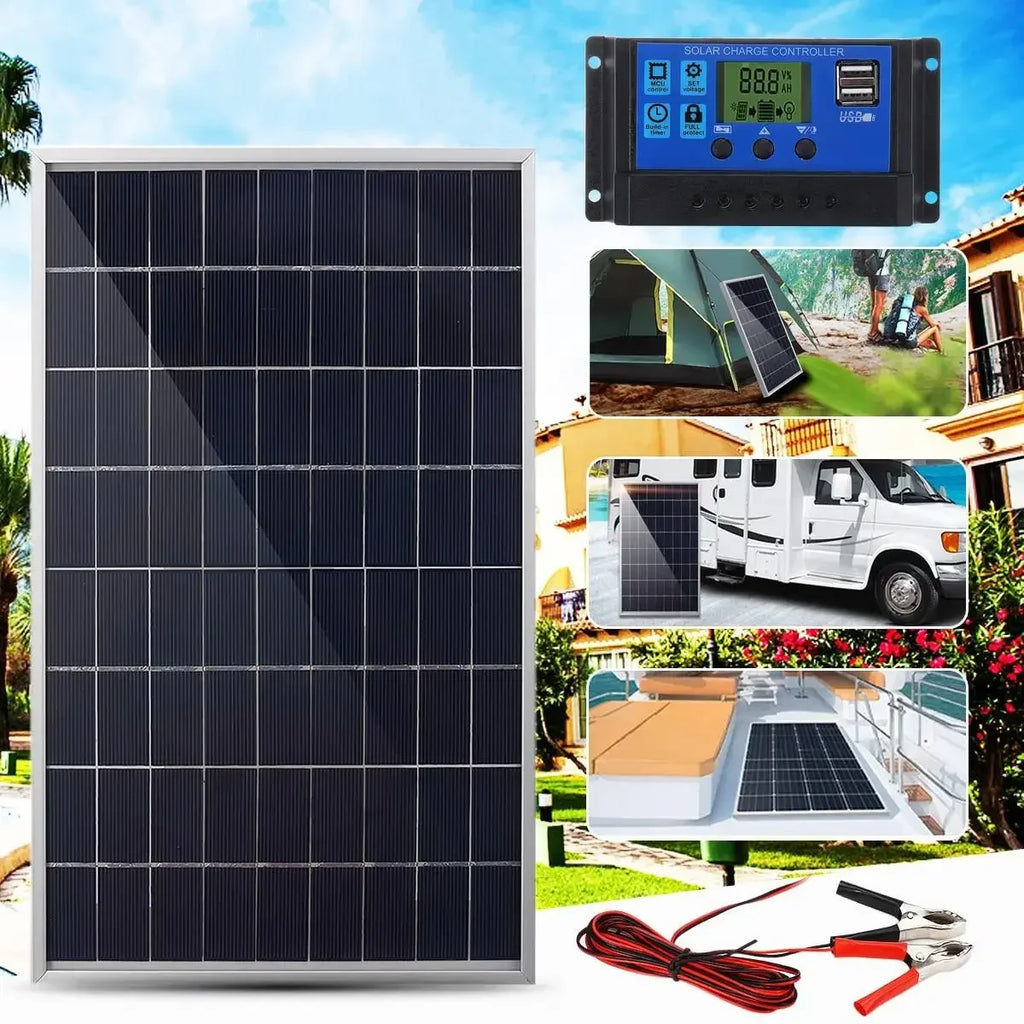 20W/H  Solar Panel Kit Complete12V Polycrystalline Power Portable Outdoor Rechargeable Solar Cell Solar Generator for Home