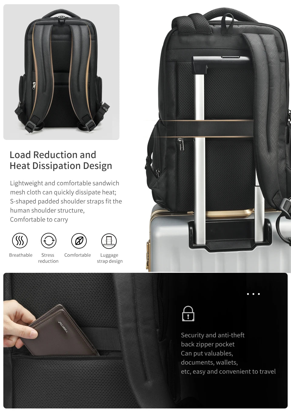 Tigernu Travel Backpack Bags 15.6inch Laptop Backpacks For Men Waterproof School Backpacks Business Bags Knapsack Connect Series
