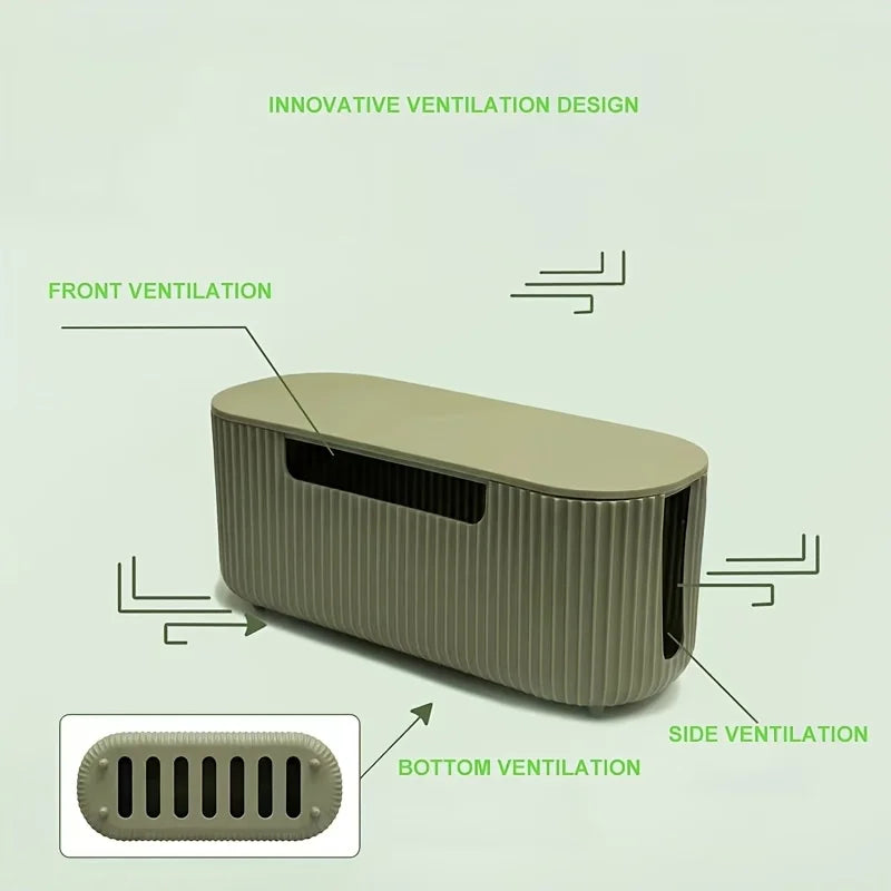 Power Strip Cable Management Box With Lid Abs Cord Organizer For Desk Office Home Wire Storage Produce Fridge Container