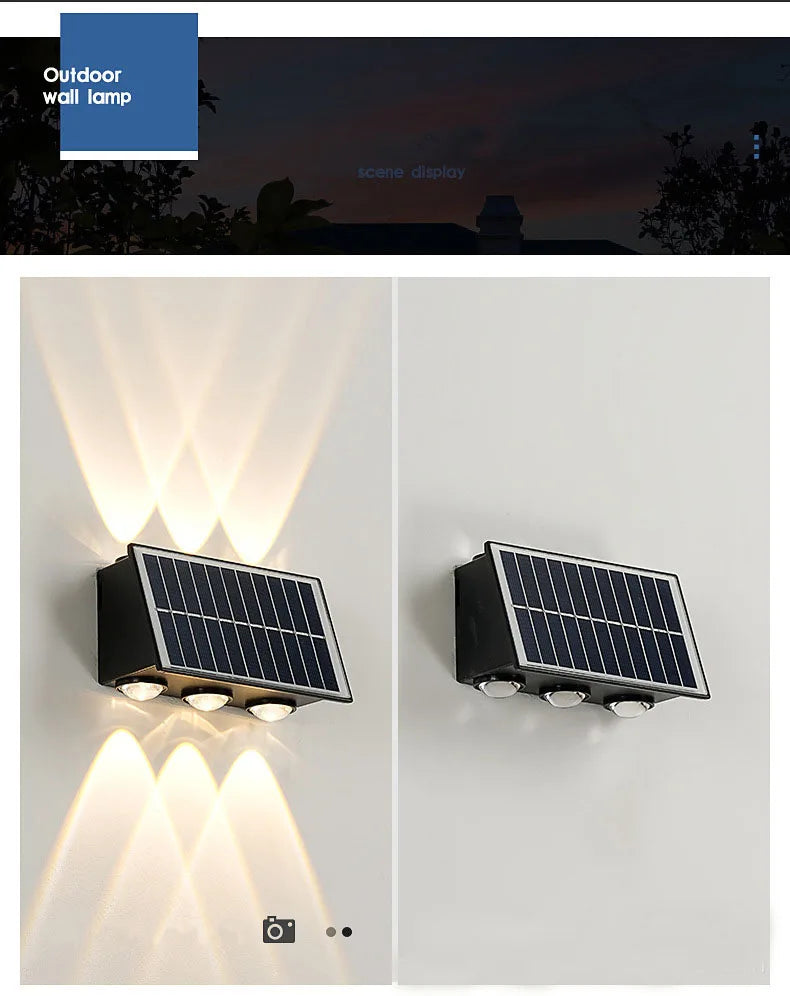 Solar Wall Lamp Outdoor Waterproof Solar Powered Light UP and Down Illuminate Home Garden Yard Decoration Outside Sunlights
