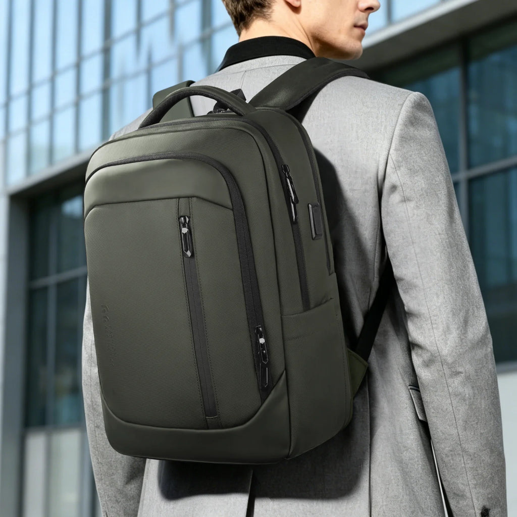 HK Multi Pocket Business Backpack Waterproof 17 inch Laptop Backpack with USB Charging Port School Bag for Men Computer Rucksack