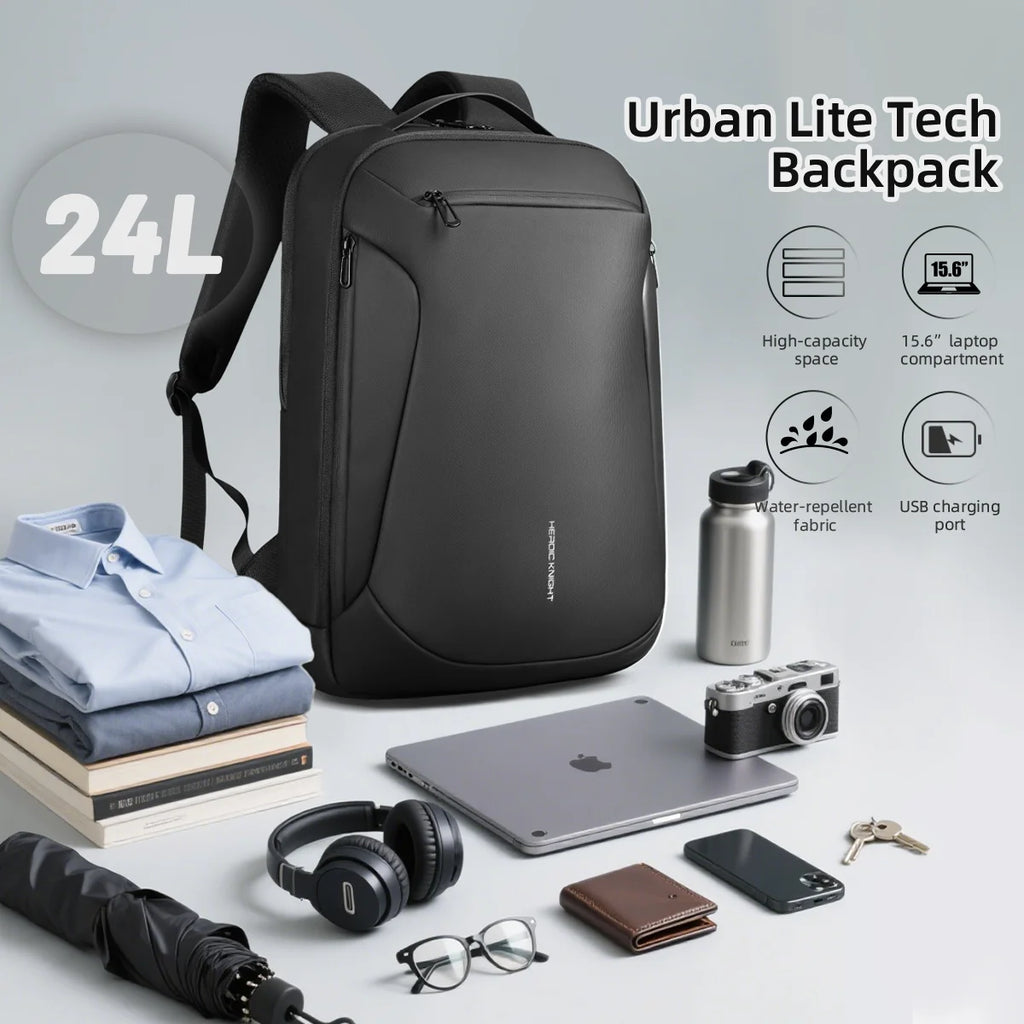 HK Minimalist Business Backpack Men Large Capacity Travel Backpack Waterproof 15.6 inch Laptop Bag with USB Port Daily Rucksack