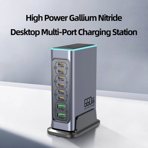 660W GaN Fast Desktop Charger USB C 8-Port Type C PD Fast Charge 3.0 for iPhone 16/15/14/13 Samsung - Desktop Multiport Charger
