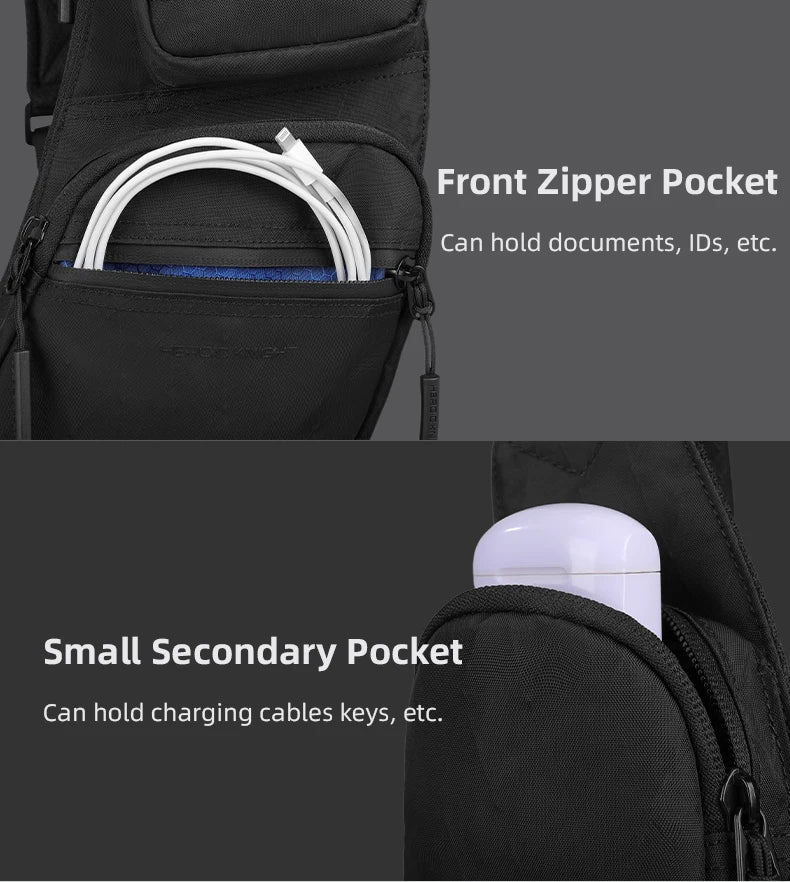HK Waterproof Men's Shoulder Bag X-Pac Fabric Crossbody Chest Bag Phone Pouch Outdoor Travel Sling Pack Hiking Cycling Side Bags
