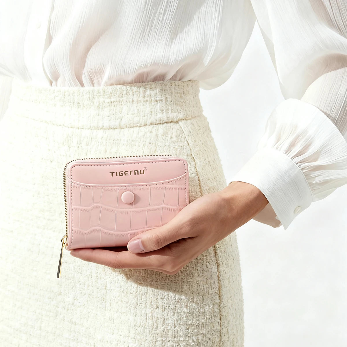 Tigernu Woman's Wallets Pink Card Wallet Purses For Woman Genuine Leather Coin Purses Light Women Card Holders Female Card Bags