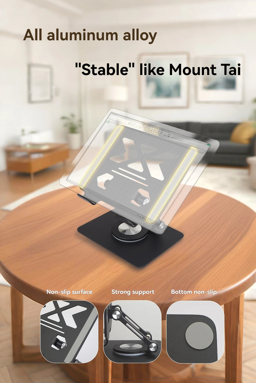 P2029 Tablet Computer Bracket 12.9-inch Aluminum Alloy Metal 360° Rotating Lifting Lazy Desktop Mobile Phone Support Bracket