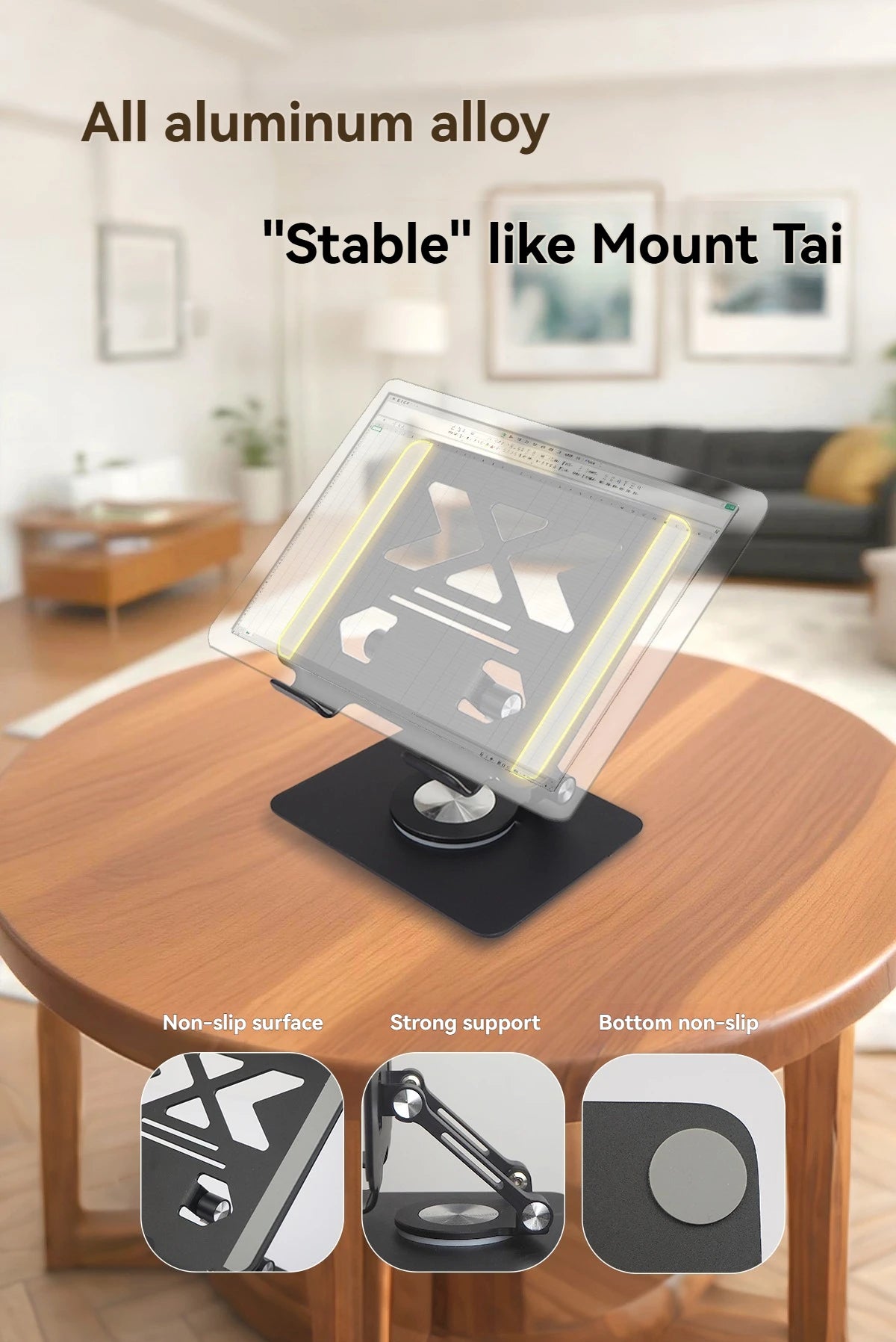 P2029 Tablet Computer Bracket 12.9-inch Aluminum Alloy Metal 360° Rotating Lifting Lazy Desktop Mobile Phone Support Bracket