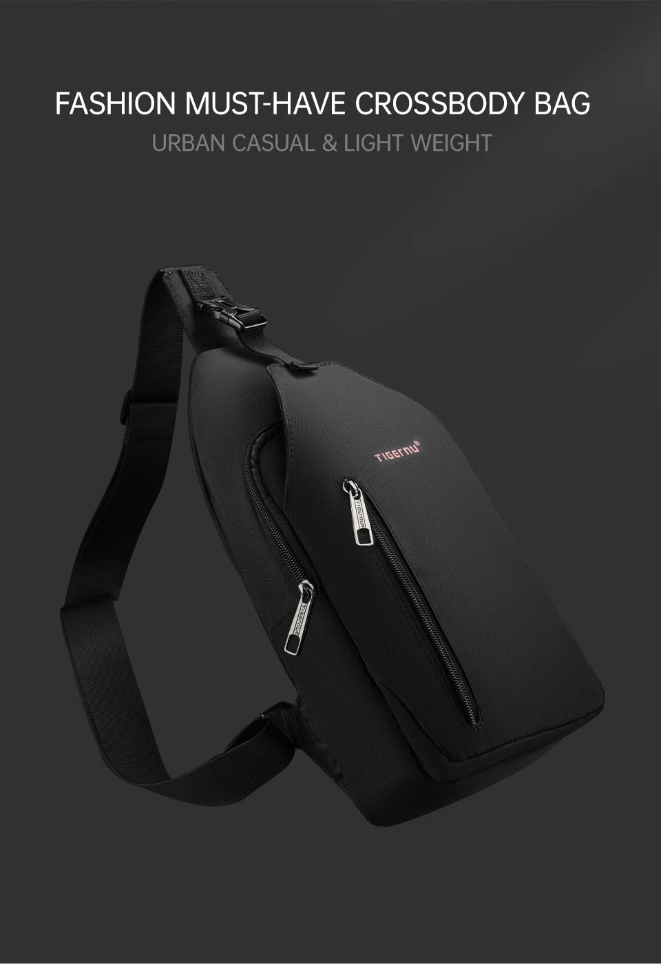 Tigernu Light Crossbody Bags For Men Waterproof Chest Bag Oxford Bags Shoulder Bag College Male Mini Sling Bag Handbag Messenger