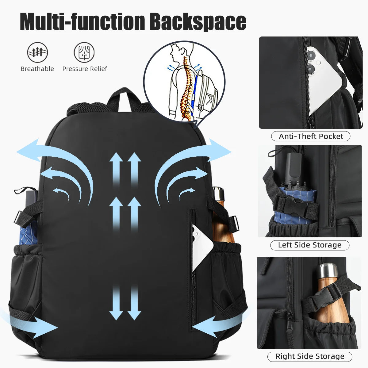 HK Large Capacity School Backpack Girls Bookbag for College Students Lightweight 15.6 inch Laptop Computer Backpack Notebook Bag