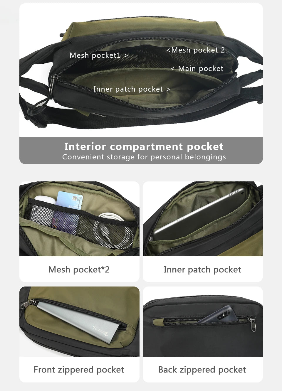 Tigernu Chest Bags For Men 7.9inch IPad Bag Lightweight Shoulder Bag Waterproof Crossbody Bag Male Mini Bags Sling Bag Handbag