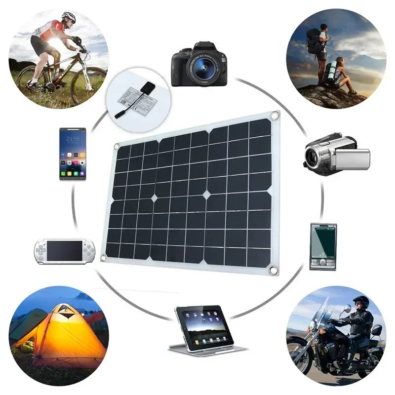 1200W Solar Panel Charger with 100A Controller Dual USB 12V Battery Charging System for Outdoor Camping Car Yacht RV Hiking