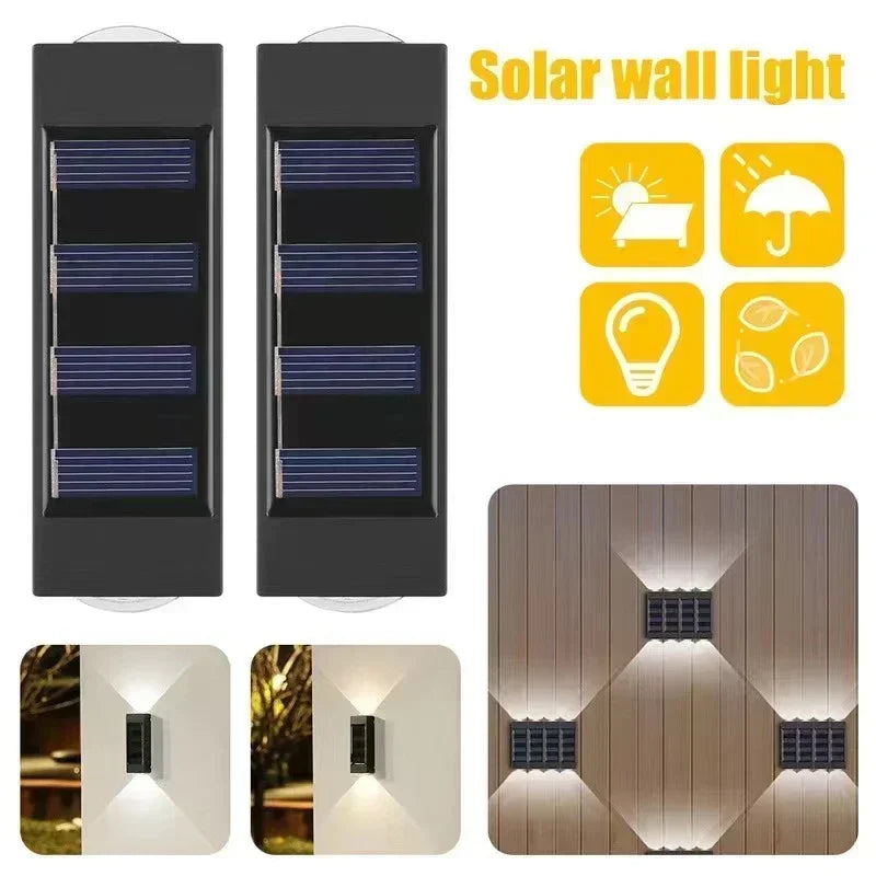 Solar Wall Lamp Outdoor Waterproof Solar Lights Up And Down Convex lens Lighting For Garden Street Landscape Balcony Outdoor Dec
