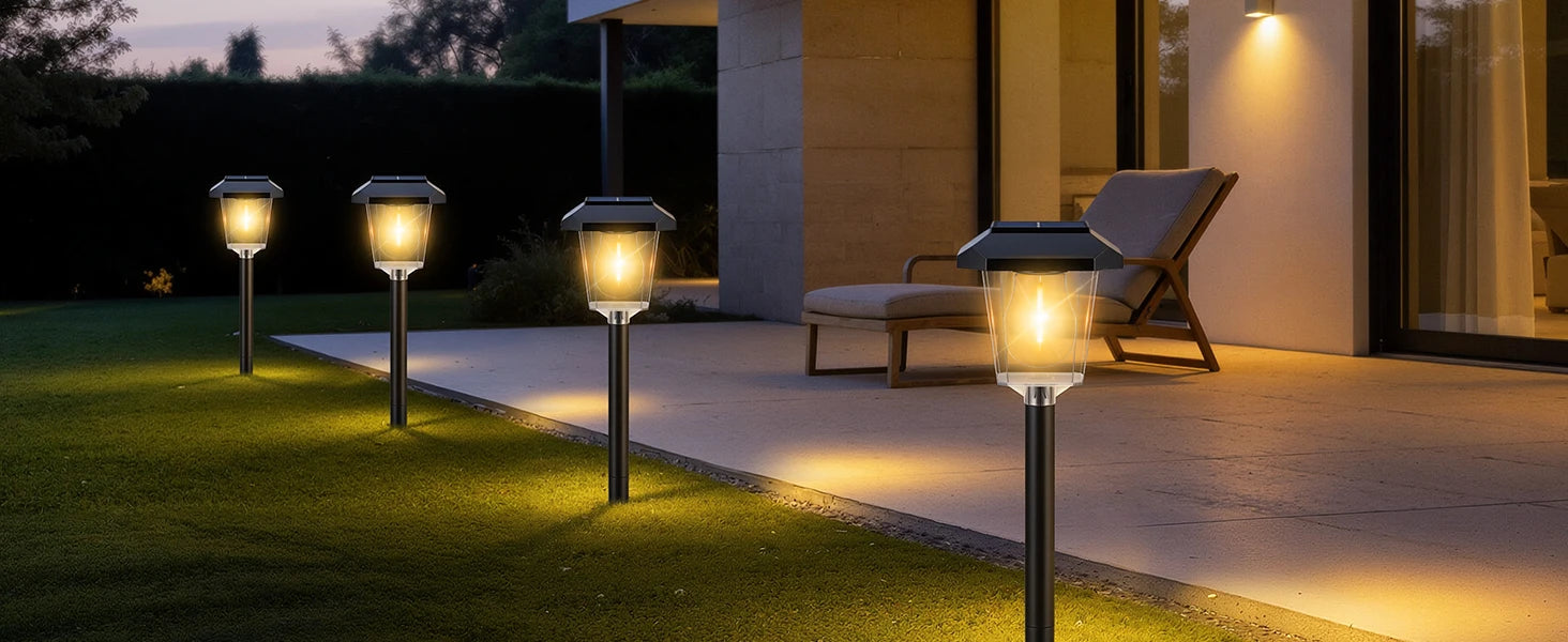 Solar Garden Lights Waterproof LED Auto Sensor Path Lighting Solar Energy Landscape Lamp For Outside Walkway Sideway Home