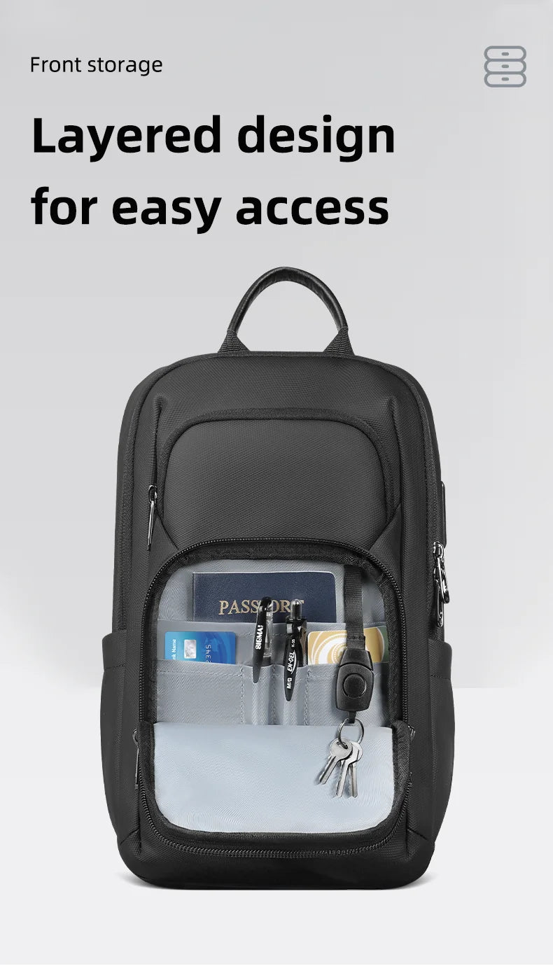 HK Business Crossbody Bag Waterproof Men's Shoulder Bags Chest Pack with USB Port Large Oxford Side Bag for Men Leisure Satchel