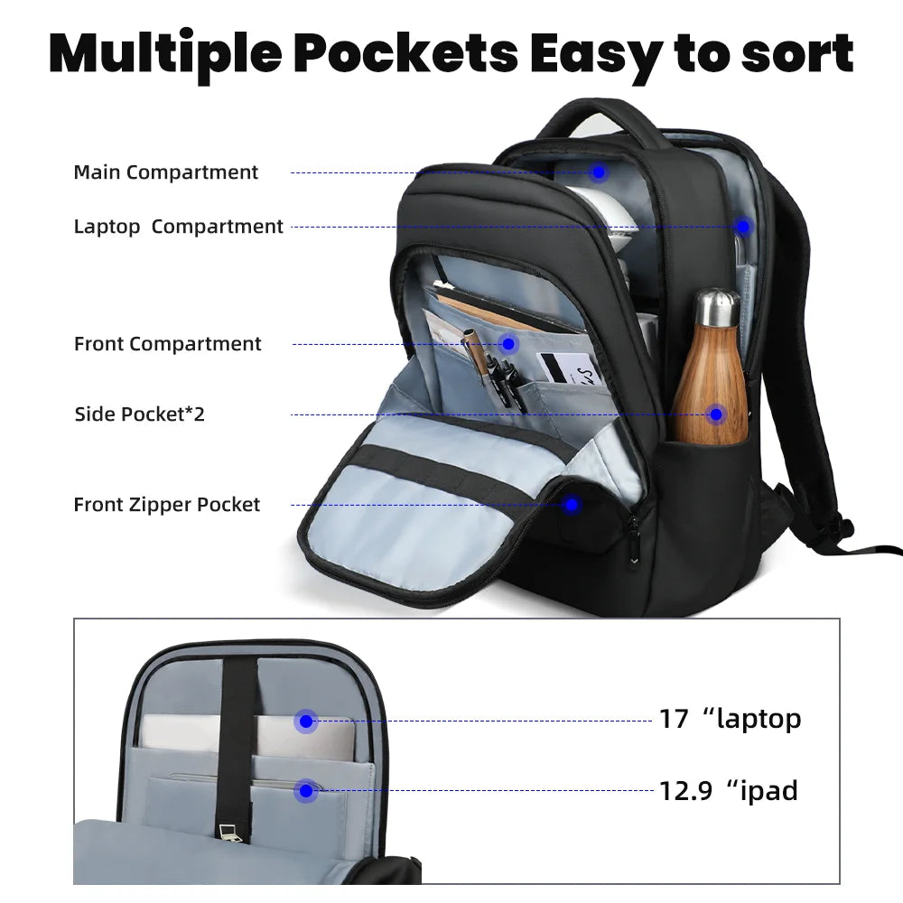 HK New Design Travel Backpack Men Large Business Backpack for Work Commute Oxford Waterproof Backpacks 17" Laptop Bags with USB